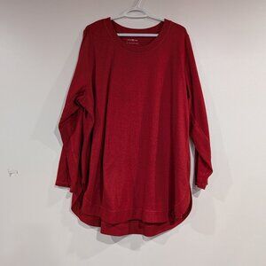 Pennington's Active Zone Curved Hem Sweater Red Size 2X